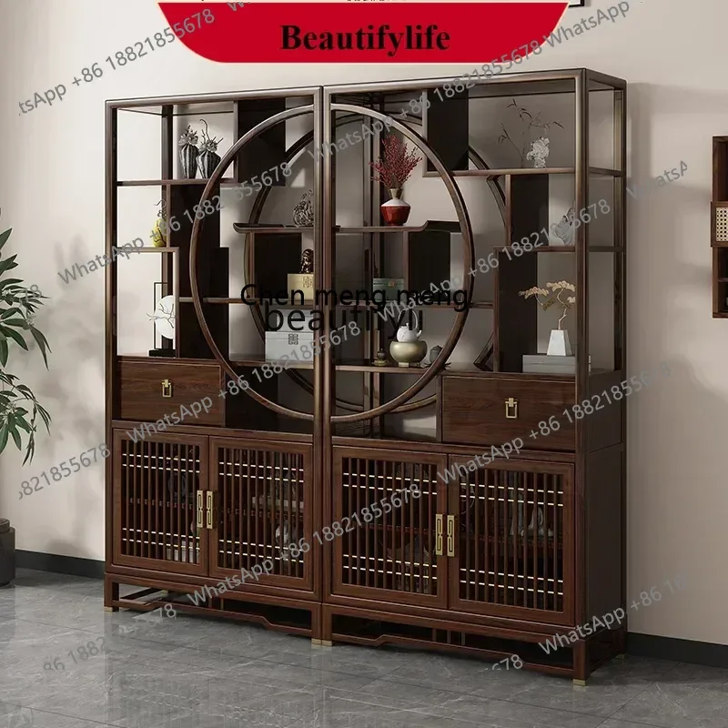D178   Ebony Bogu frame Tea room Side cabinet Storage display Corner cabinet Partition bookshelf