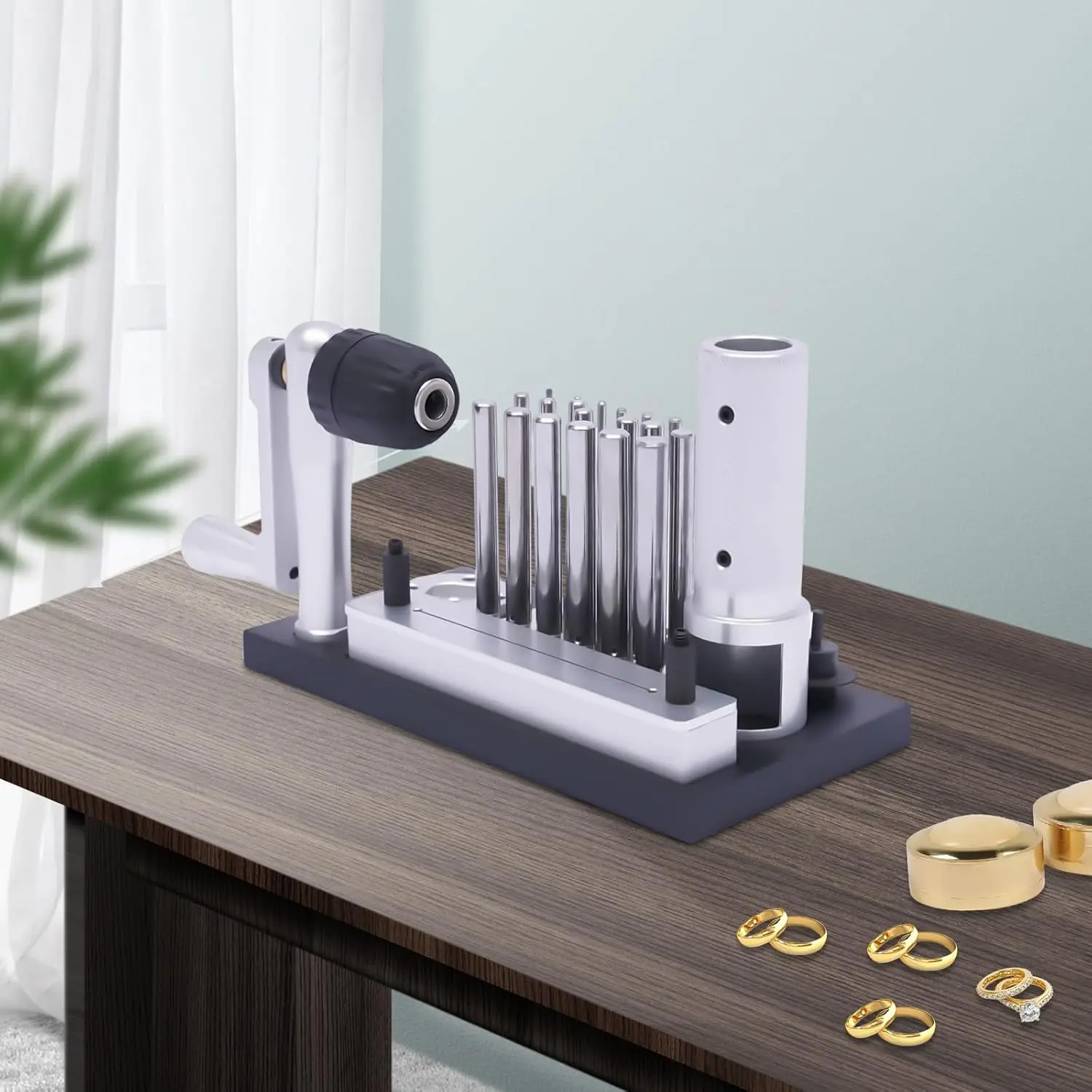 

Stainless Steel Manual Wire Drawing Machine Manual Jewellery Jump Ring Maker Machine with 20 Mandrel Accessory from 2.5mm to12mm