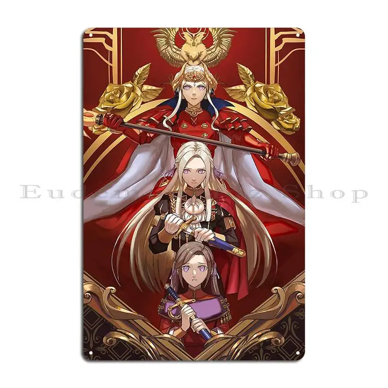 Edelgard Fire Emblem Three Houses Metal Sign Club Party Print Bar Kitchen Club Tin Sign Poster