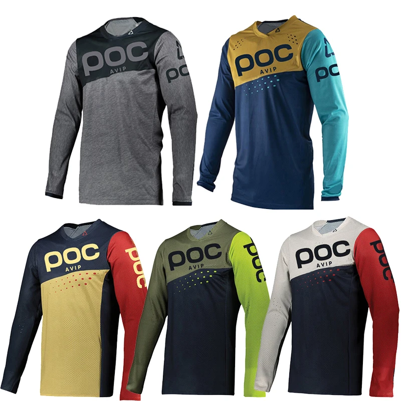 AVIP POC Mtb Cycling Men Downhill Jerseys Summer MTB Bike T-shirt Long Sleeve Motocross Sportwear Clothing Jersey Quick Dry dh