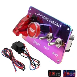 4in 1 włącznik zapłonu rozruch silnika przycisk przełącz LED 12V Neo Chrome