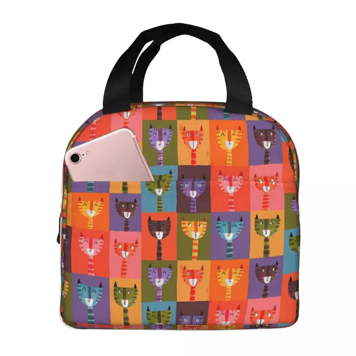 Smug Cat Pattern Cooler Lunch Box Mountaineering Thermal Insulation Portable Food Bag