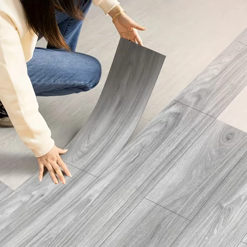 10PCS 40x15cm Floor Sticker Wall Sticker Modern Self-adhesive Thick PVC Wood Grain Floor Sticker Living Room Bedroom Decoration