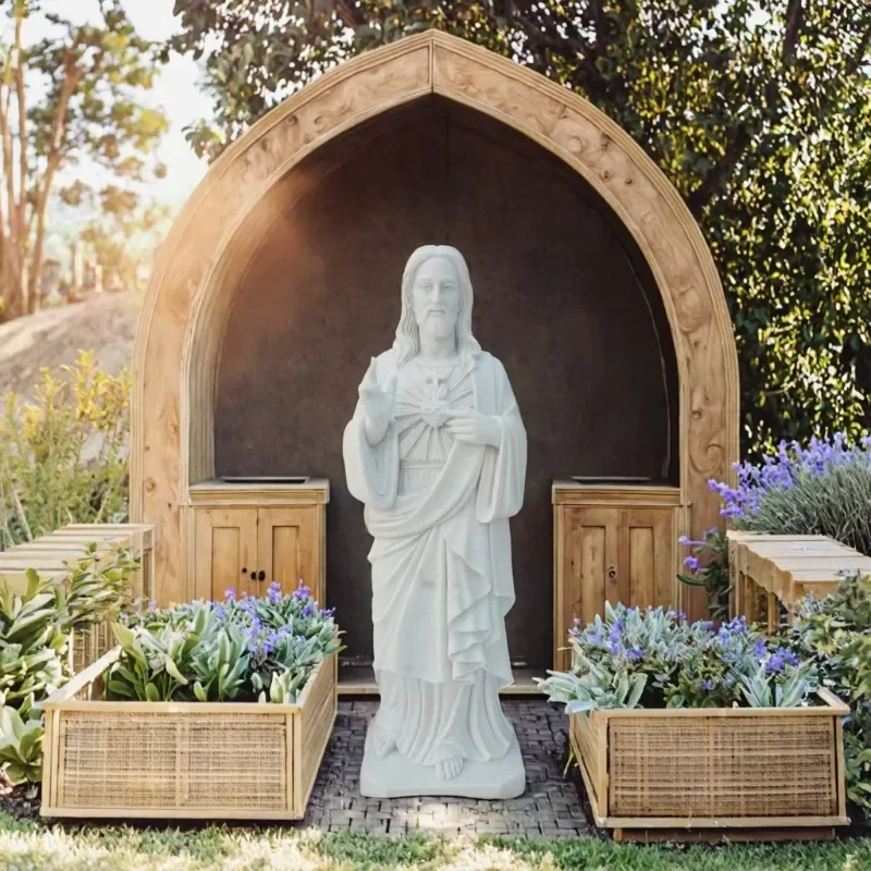 Exquisite Pure White Marble Jesus Statue Sculpture for Hotel Garden Decoration Quality Stone Garden Product