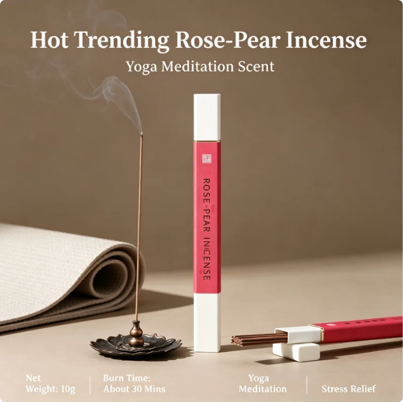 Hot Trending XMSJ Rose‑Pear Chamber Incense,10g,Natural Aroma,Burn About 30 Mins for Home Bedroom Meditation Stress Relief.