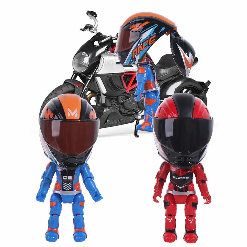 Deformation Helmet Simulated Motorcycle Rider Doll Action Figure Flexible Transform Motorcycle Toy Cool Alloy