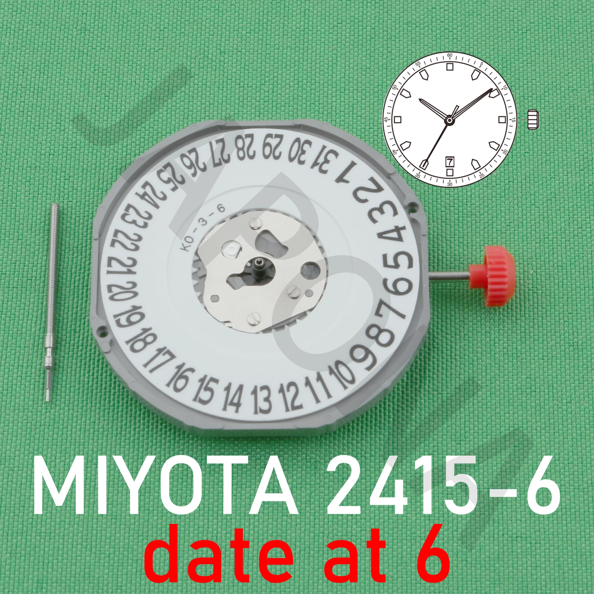 Miyota การเคลื่อนไหว2415 Miyta 2415-6 Movement Miyota japona 2415 cwmj การเคลื่อนที่มาตรฐานมีวันที่6มีก้าน