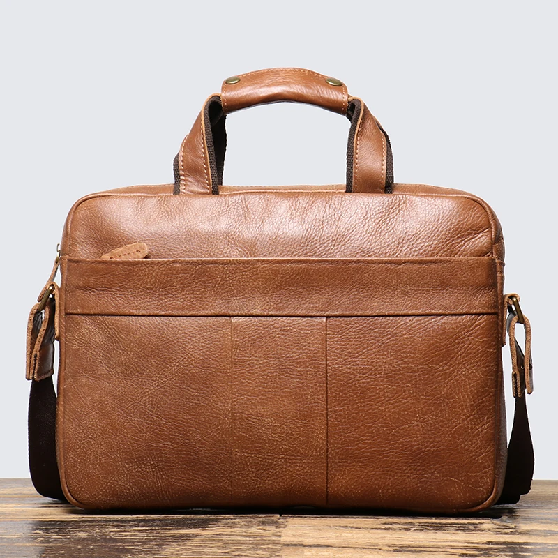 Leathfocus Genuine Leather Men's Briefcase Top Layer Cowhide Men's Bags Fashion Women's Handbags Business Office A4 File Bags