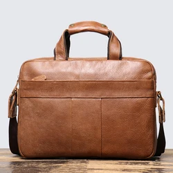 Maleta de couro genuíno para homens e mulheres, Bolsas de couro de camada superior, moda empresarial e escritório, sacos de arquivo A4