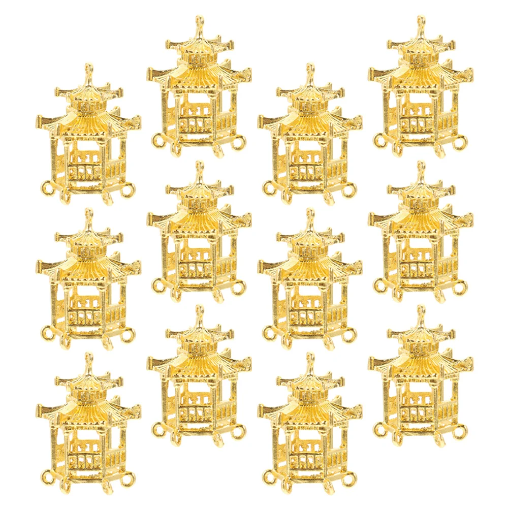 

12 Pcs Pavilion Pendant Accessories Bracelet DIY Charms Earrings Zinc Alloy Necklace Pendants Jewelry Making