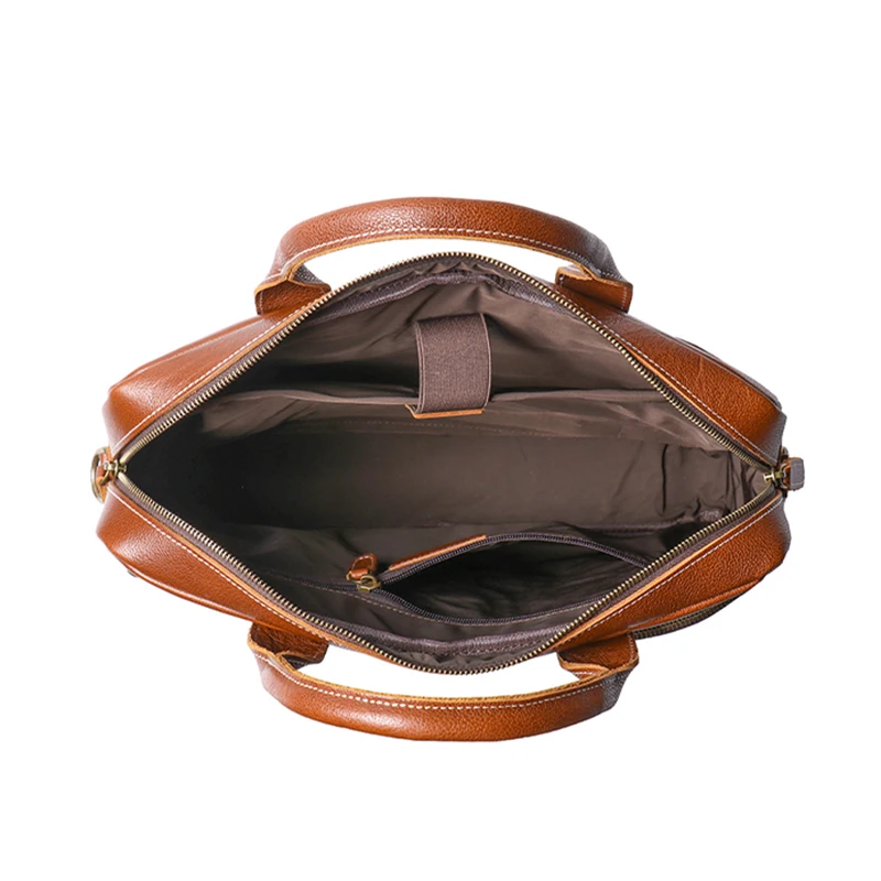 Leathfocus-maletín Vintage de piel de vaca para hombre, bolso de hombro informal para ordenador portátil de 14 pulgadas, para oficina y trabajo