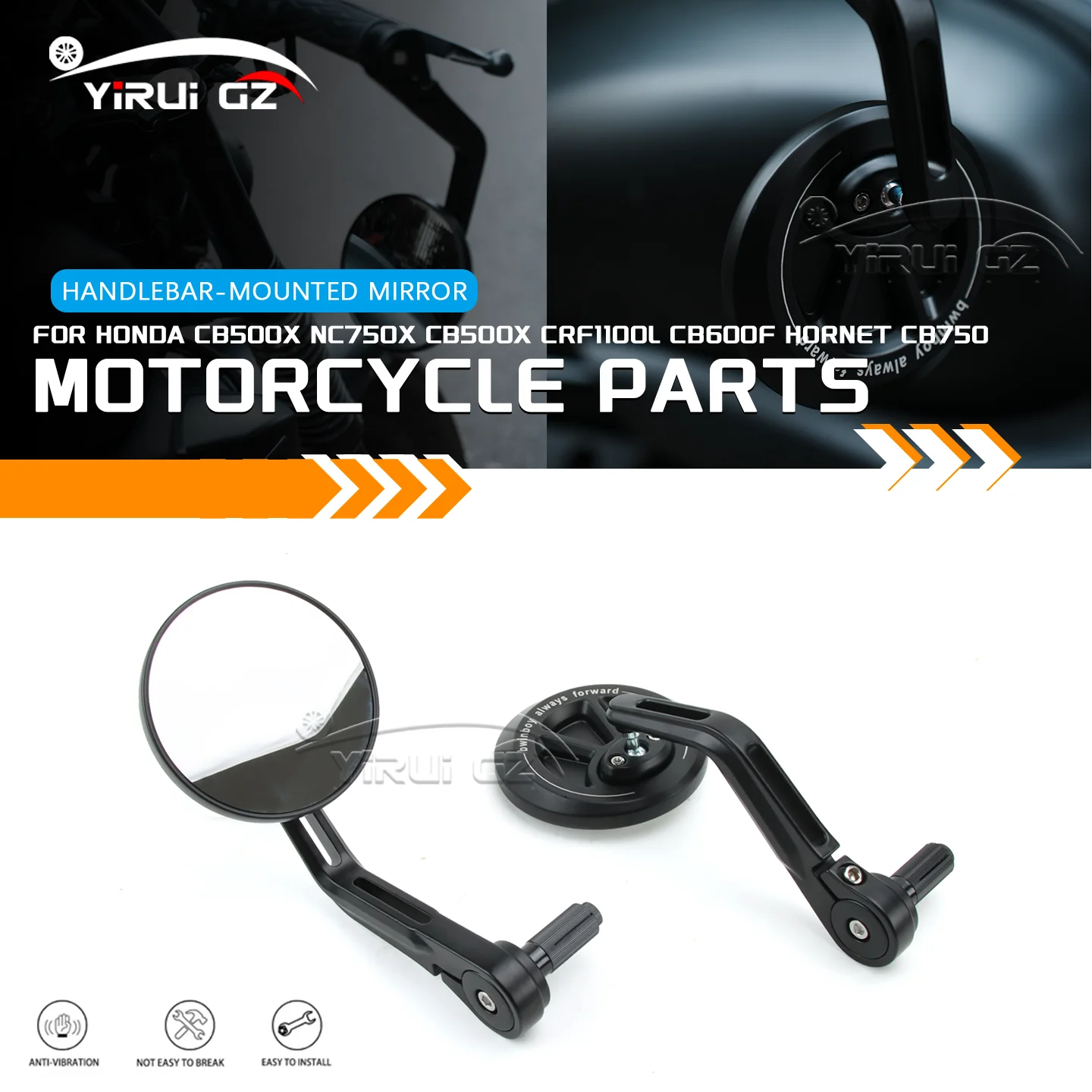 Handlebar Rearview Mirror Retro Handlebar Side Mirror Motorcycle Rearview FOR CB500X NC750X CRF 1100L CB600F Hornet CB750 Hornet