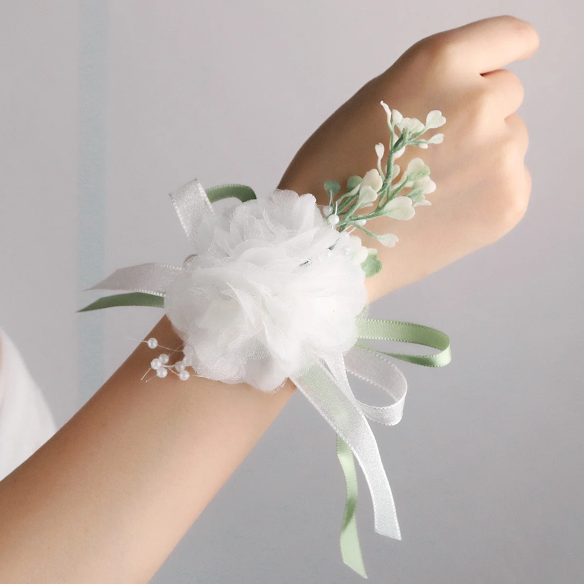 MIallo Elegant Silk Rose Wedding Wrist Flower Corsage Bracelet Ribbon Wristband for Bride Bridesmaid Wedding Decor Supplies 2026