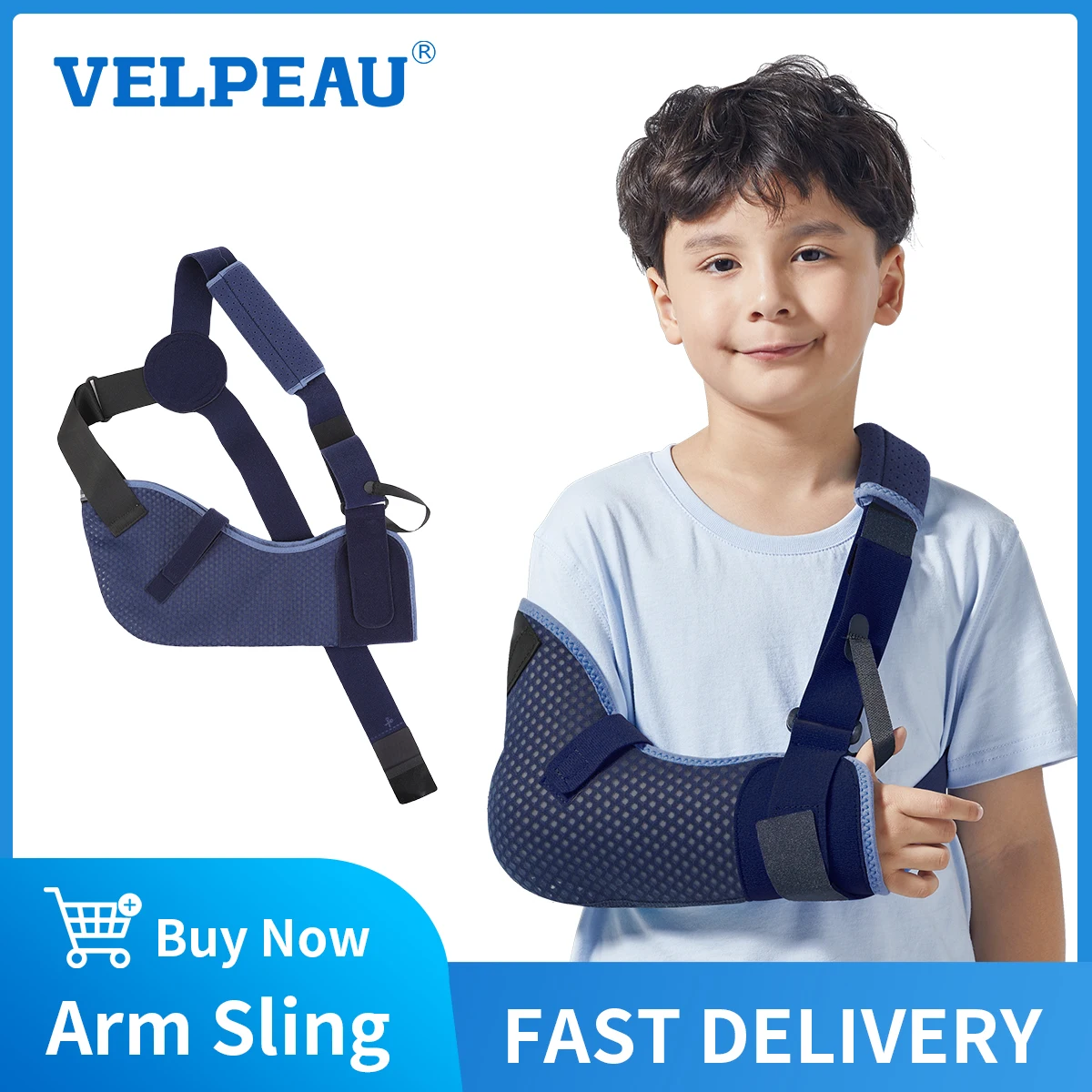 VELPEAU Arm Sling Support Children for Fixing Forearm and Broken Hand Shoulder Immobilizer for Kids Ventilated and Non Allergic