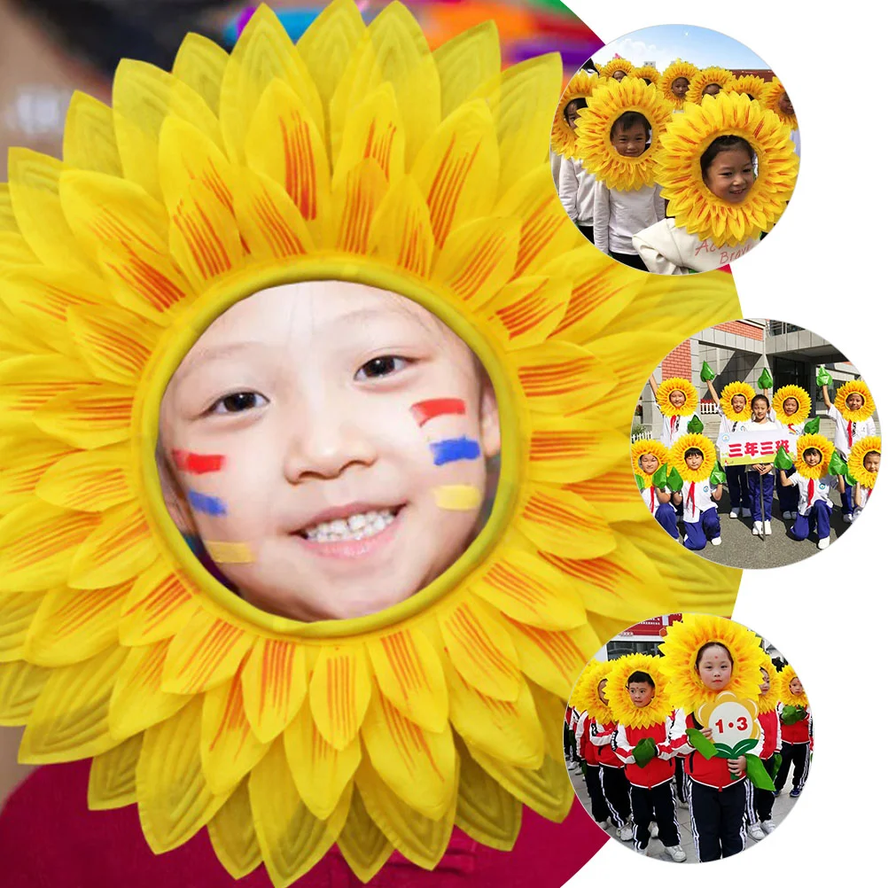 Headdress Stage Performance Props Kids Sunflower Costume Hat Party Headgear Favors Silk Cloth Attractive