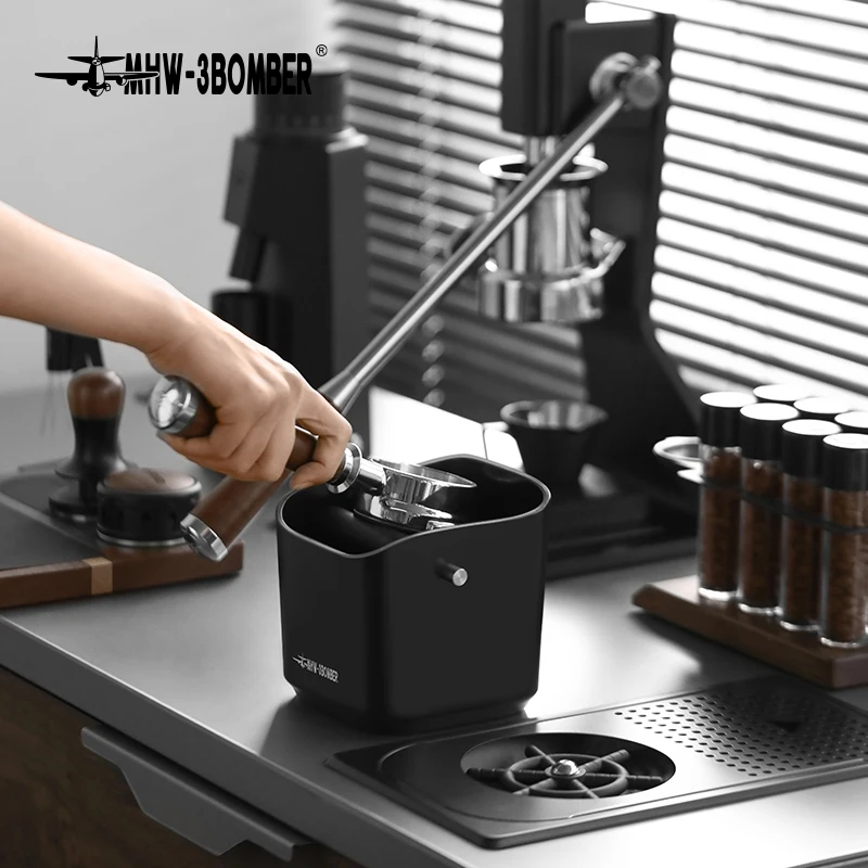 MHW-3BOMBER 1.2l quadrado caixa de batida de café almofadas antiderrapantes caixa de batida com barra de batida removível profissional casa barista ac