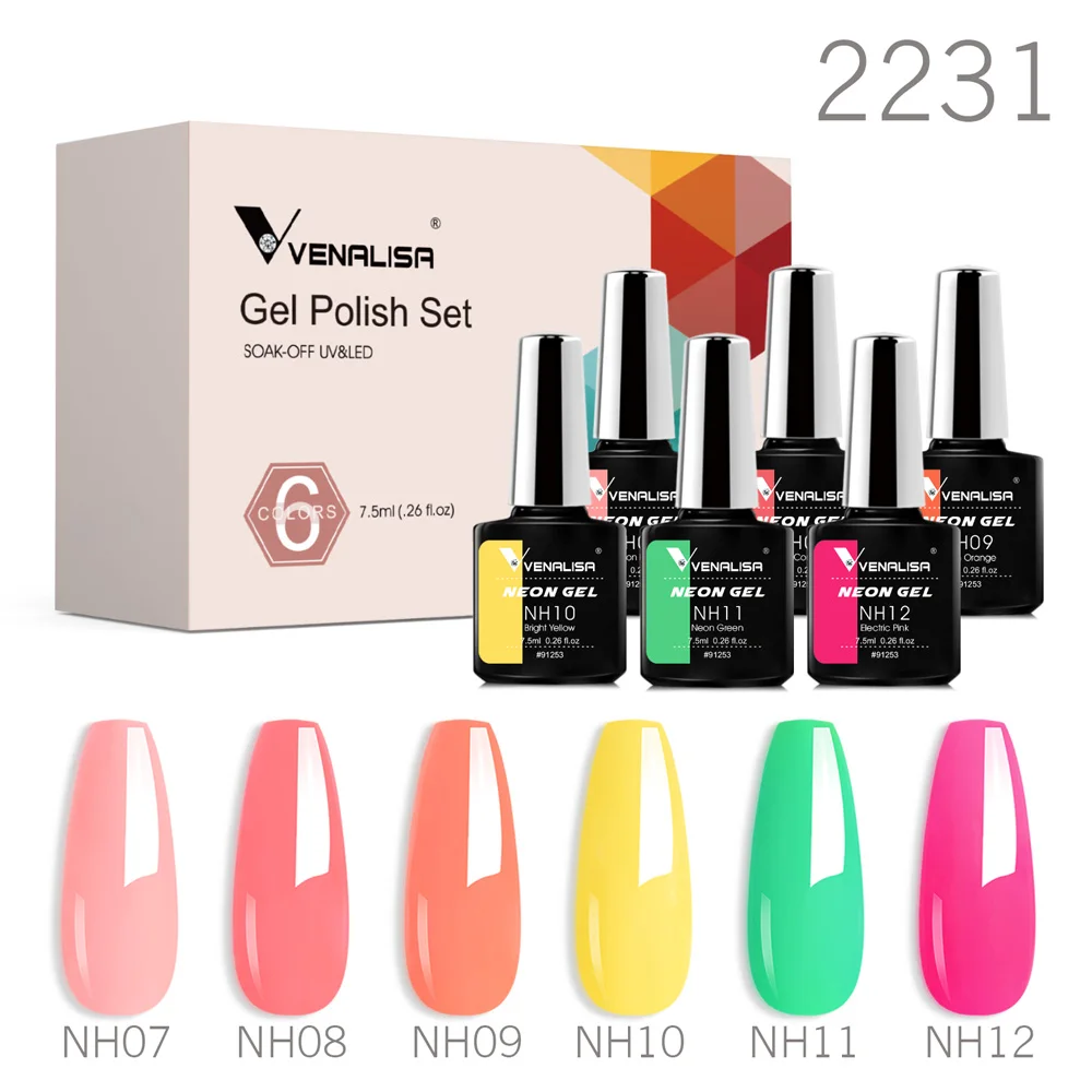 6pcs/kit VENALISA Valentijnsdagcollectie Mooie roze nagels HEMA GRATIS TPO GRATIS Losweken UV LED Semi-permanente set Gellak