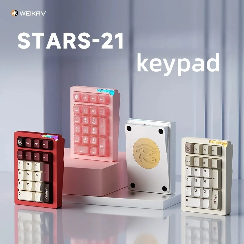 

Weikav Stars21 RGB QMK Wired Numeric Keypad Kit Three Mode Customizable Office Keyboard Accessories Gifts Compatible with Mad68