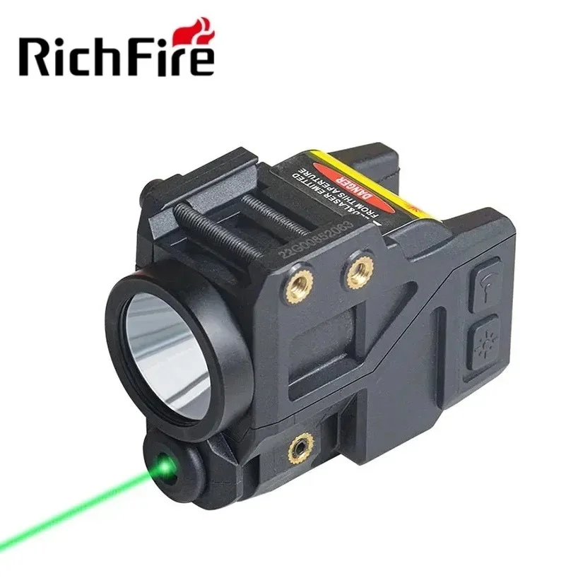 Richfire Tactical Flashlight 800LM Magnetic Charging Green Laser Sight LED Combo Strobe G3C Pistol Weapon Light for 20mm Rail