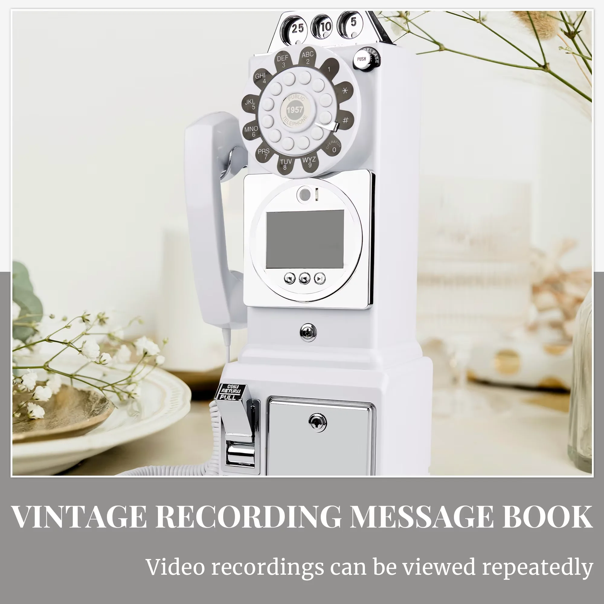 wedding party video guest book phone Retro style retro phone booth message recording 32G MP4 video audio message book phone