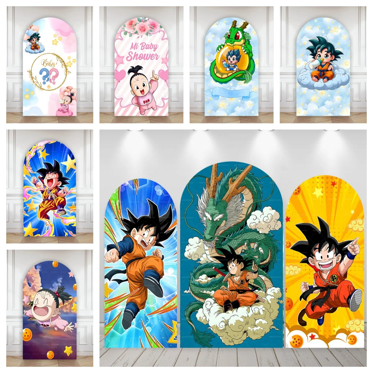 Dragon Ball Goku Theme Arch Backdrop Cover Kids Infant Boy Birthday Party Polyester Banner Custom Photography Background Props