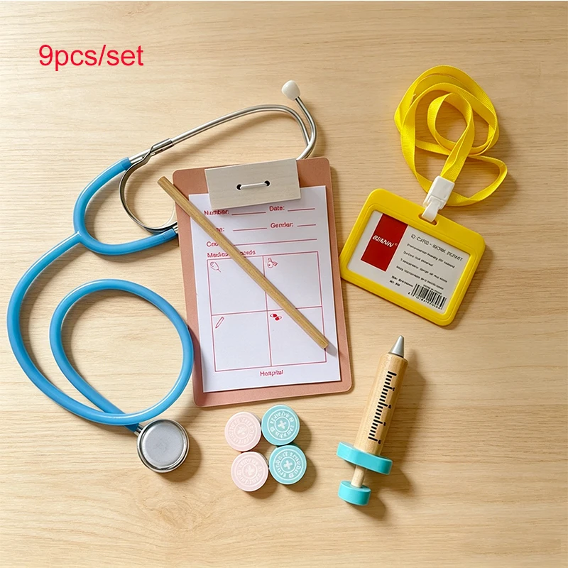 Kinder-Doktorspielzeug-Set aus Holz, Rollenspiel-Medizinkoffer, Simulation, Krankenschwester-Rollenspiel, Baby-Cosplay-Spielzeug für Jungen und Mädchen – Detail 2
