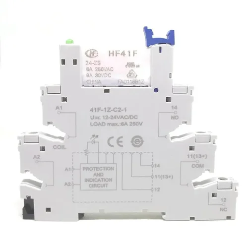 Imagen 2 del producto 10 Uds 41F-1Z-C2-1 HF41F 5-ZS 12-ZS 24-ZS 5V 12V 24V 230V 6A 1CO relé delgado/SSR montaje en casquillo de tornillo con relé de oblea LED