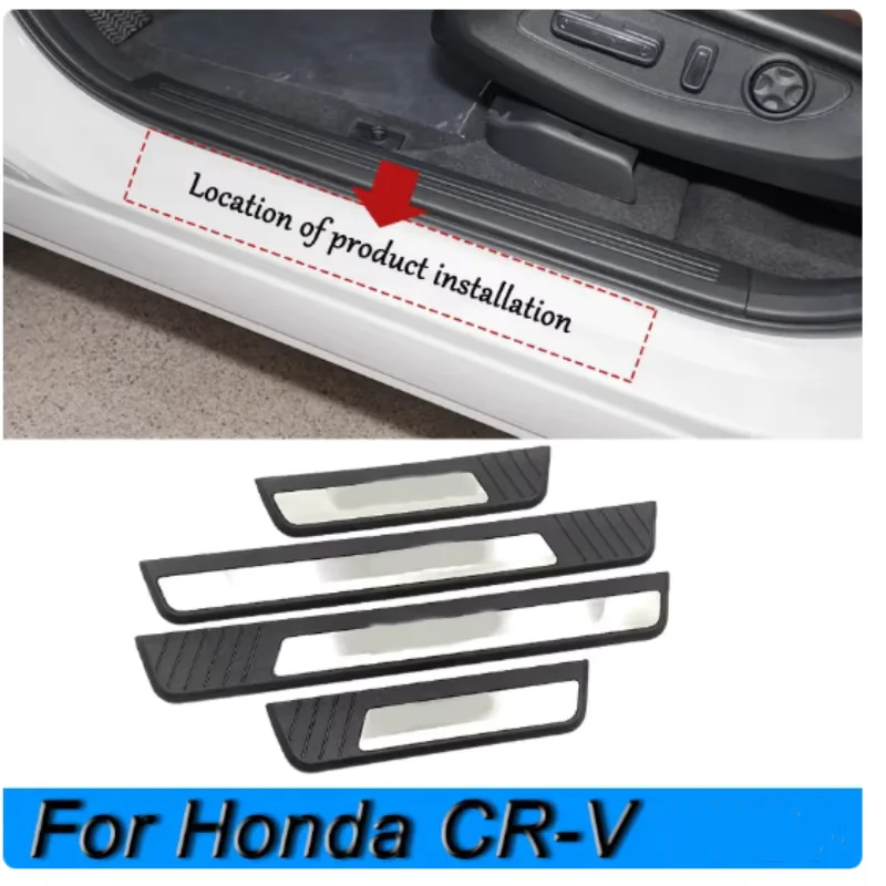

4Pcs Stainless Steel Car Door Sill Scuff Plate Guard Protector Cover Trim For Honda CRV CR-V 2023 2024 2025