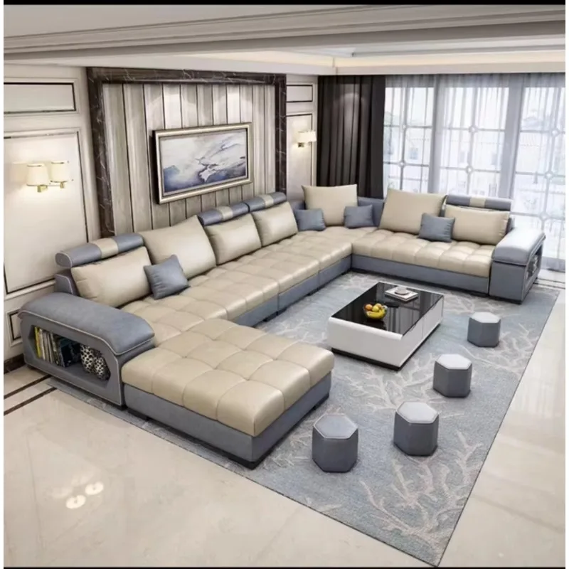 Living Room Furniture Custom Luxury Modern Sofa Set Fabric Combination U-Shaped Design Home Furniture Collection