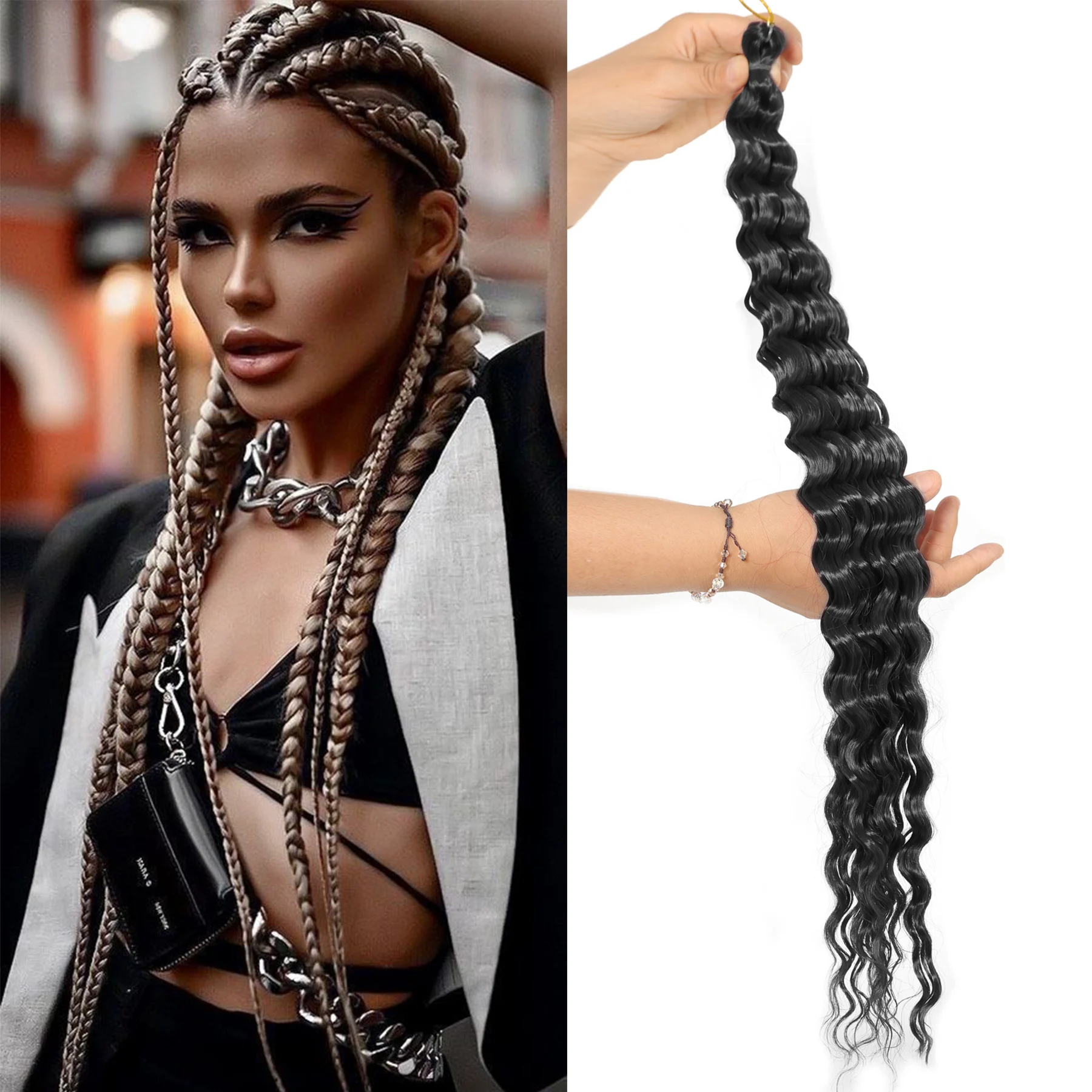 

DOLLARUP Curl Water Wave Braiding Hair African curls Synthetic Crochet Hair Blonde Brown Black Pink Omber Wavy Hair Extension