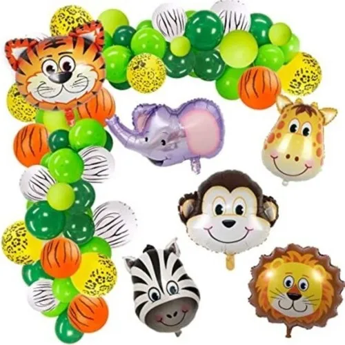 Beysüs 100 Pcs Balloon 5 Pcs Safari Foil Balloon and Balloon Chain Safari