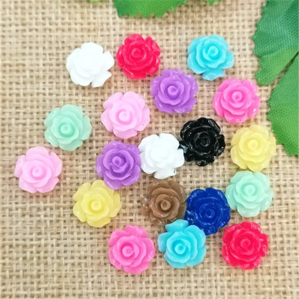 40pcs Resin Rose Beads Buttons Embellishments Scrapbooking DIY Craft 10mm