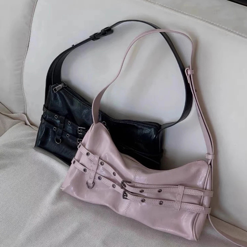 

Модная дизайнерская сумка на плечо с пряжкой, женская сумка из мягкой искусственной кожи, новые сумки и кошельки Y2K, черные сумки под мышками для женщин, клатч