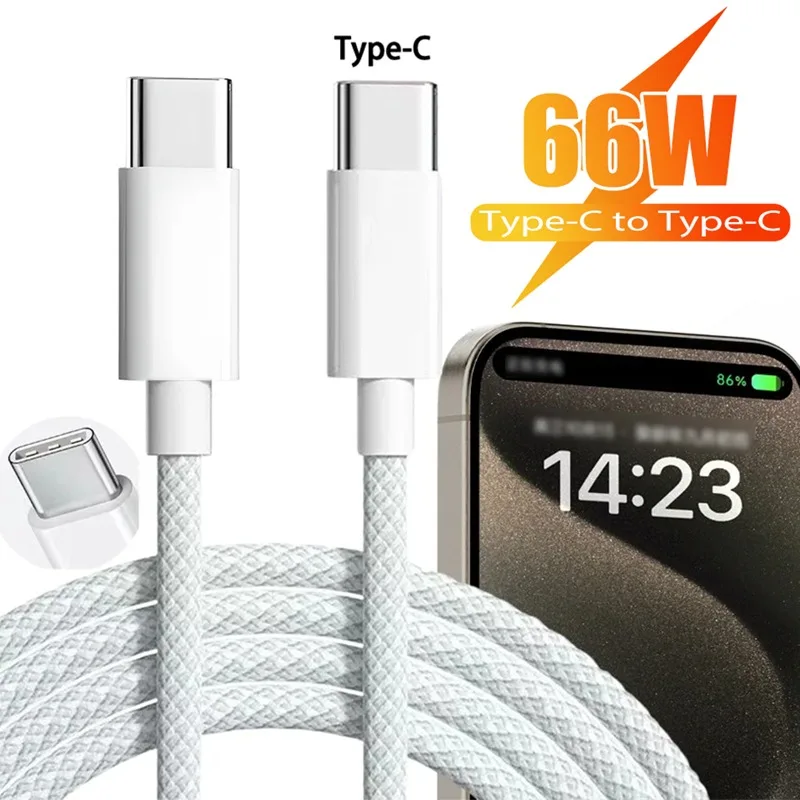 66W Type C To Type C Data Cable for IPhone 15 Pro Max Plus Fast Charging 1/1.5/2M Cable for Iphone15 Phone Data Line Accessories