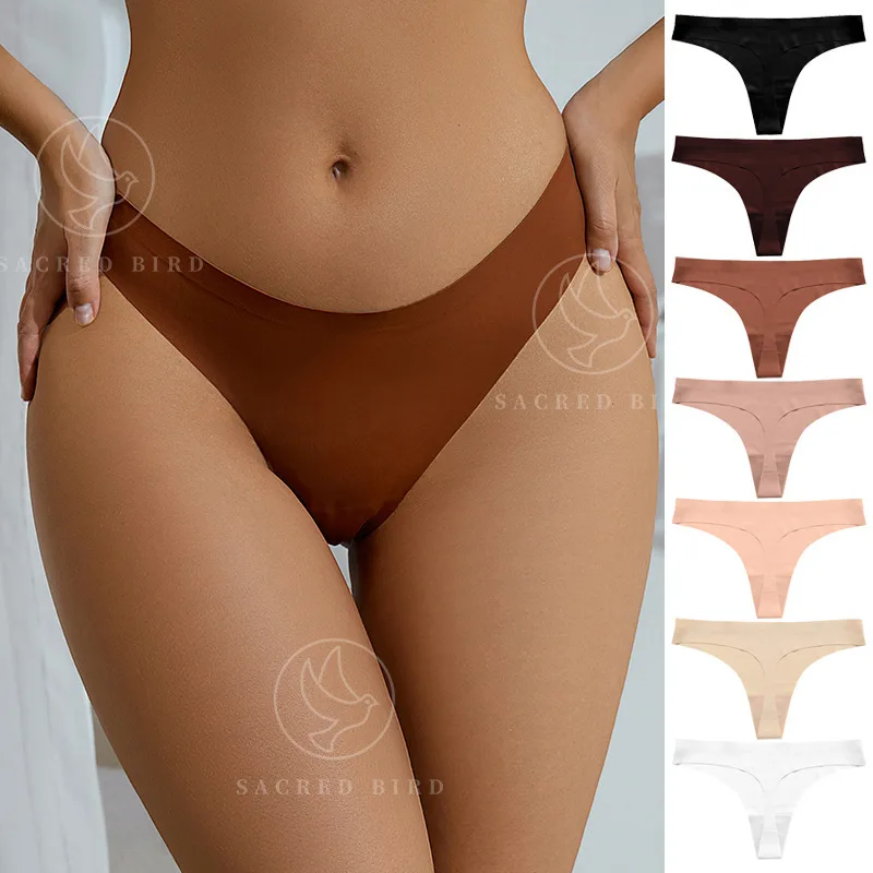 YMQJ Heißer Verkauf Niedrige Taille No Show Unsichtbare Eis Seide Tanga T-back Unterwäsche Bragas Sin Costuras Nahtlose Frauen höschen