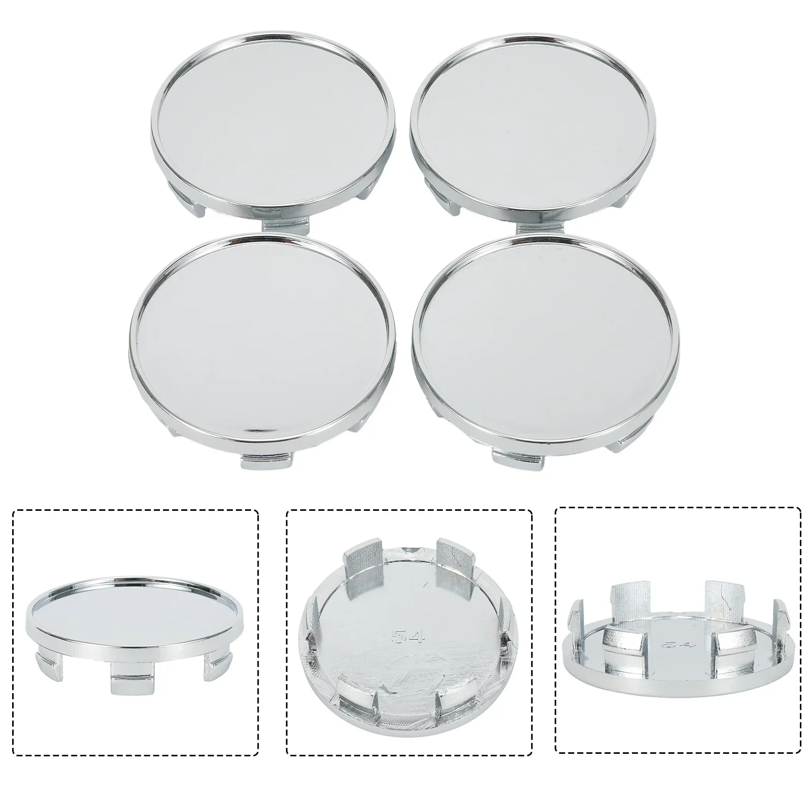 4PCS Car Wheel Center Cap Car Wheel Tyre Center Hub Cap Cover 54mm Dia 6Clips ABS-Plastic Wear Parts Wheels Tires Tools