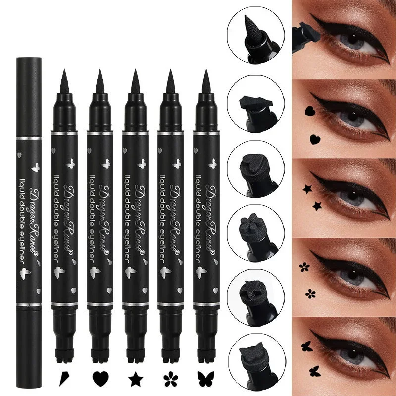 Impermeabile 2 IN 1 Sigillo Penna Eyeliner Farfalla Stella Luna Timbro Eyeliner liquido nero a lunga durata Matita Occhi Trucco Cosmetico