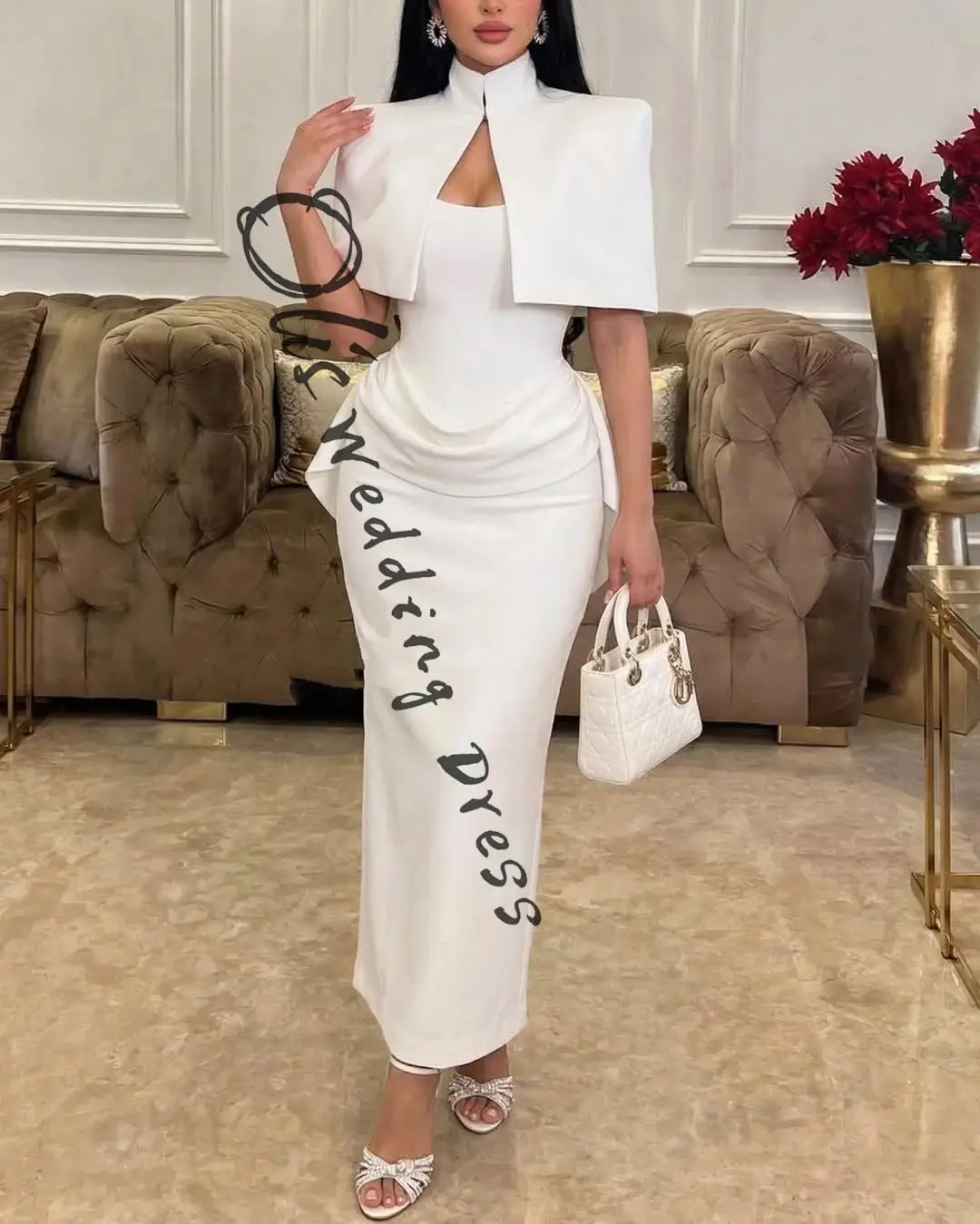 

customized Two Pieces Sleeveless Strapless Prom Dresses Straight Ankle Length Pleated Party Dresses Evening Dresses
