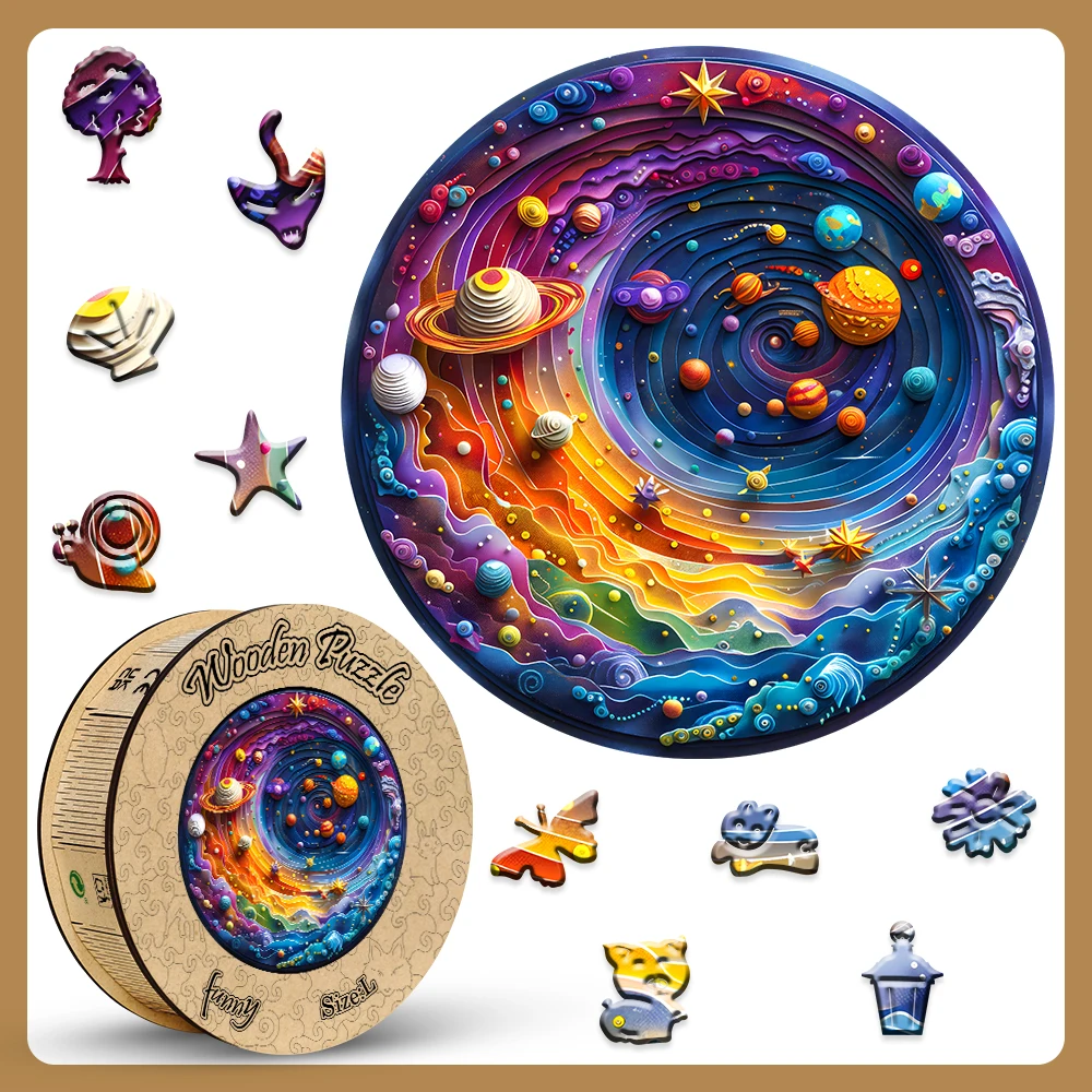 Space Planet Wooden Puzzle for Adults & Families | Irregular Shapes | Premium Family Game & Gift