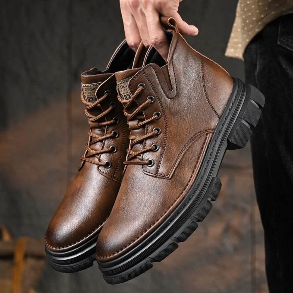 Newest Men's Boots Fashion  Style Ankle Boot Genuine Leather Soft Trend Botas Man Spring Autumn Outdoor Shoes 2026