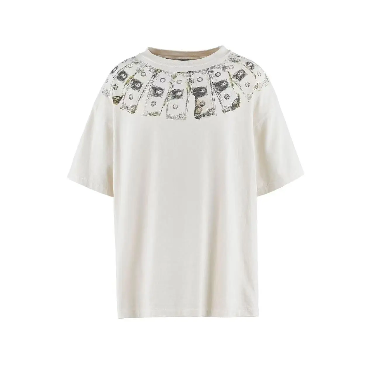 

Saint Men's Clothing Washed White dollar destruction style retro T-shirt