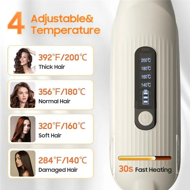 【TODAY فقط】مشبك تمليس الشعر الصغير المحمول للاستخدام المزدوج، أداة فرد الشعر القابلة لإعادة الشحن