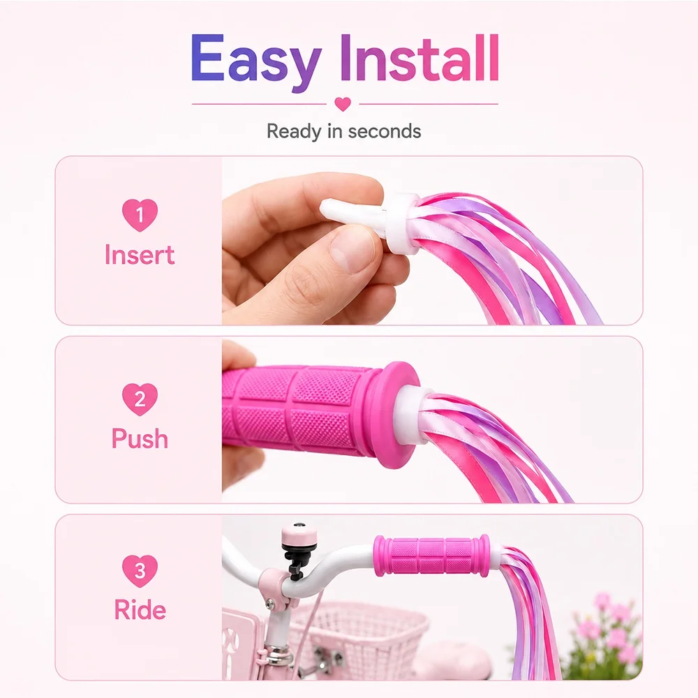 Picture 3: 4 Pairs Bicycle Scooter Tricycle Handlebar Tassels Streamers Kids Girls Boys Gifts Bike Decoration Parts Cycling Accessories