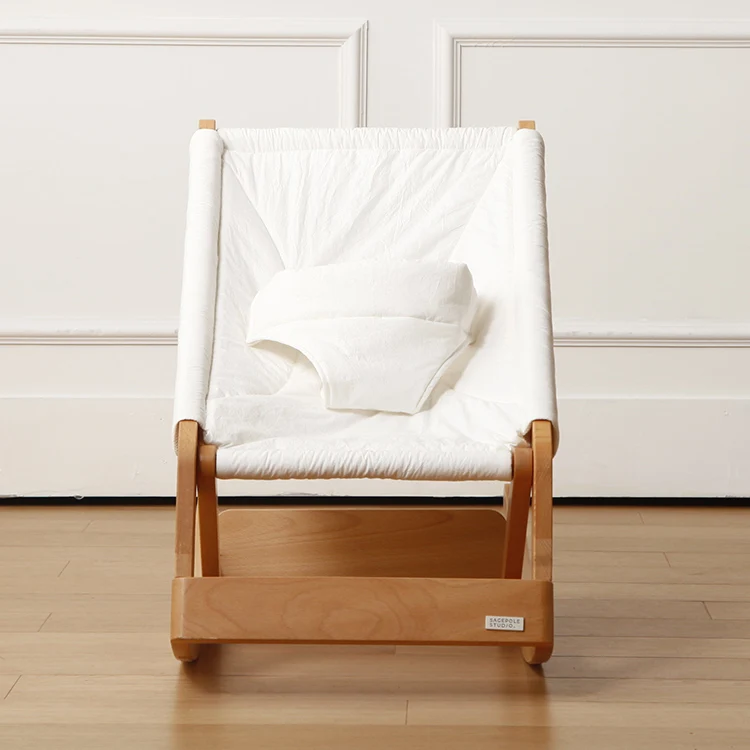 High Quality Modern Style Soft Safety Infant Rocking Cradle Chair Dining/Kitchen/Bedroom Wood Rocking Chair for Baby Sleeping