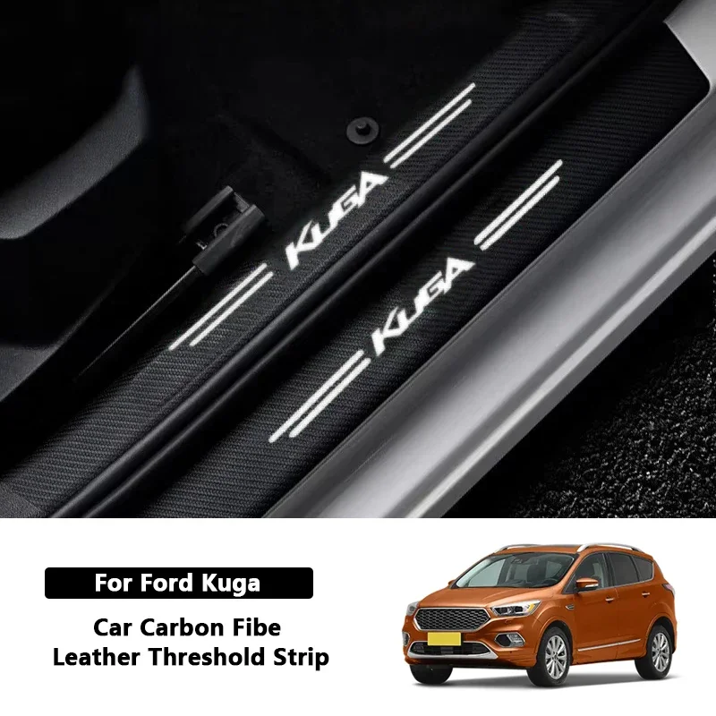 

4/5Pcs Carbon Fiber Car Threshold Sill Protector Stickers Scuff Plate Rear Trunk Bumper Guard Threshold Stickers For Ford Kuga