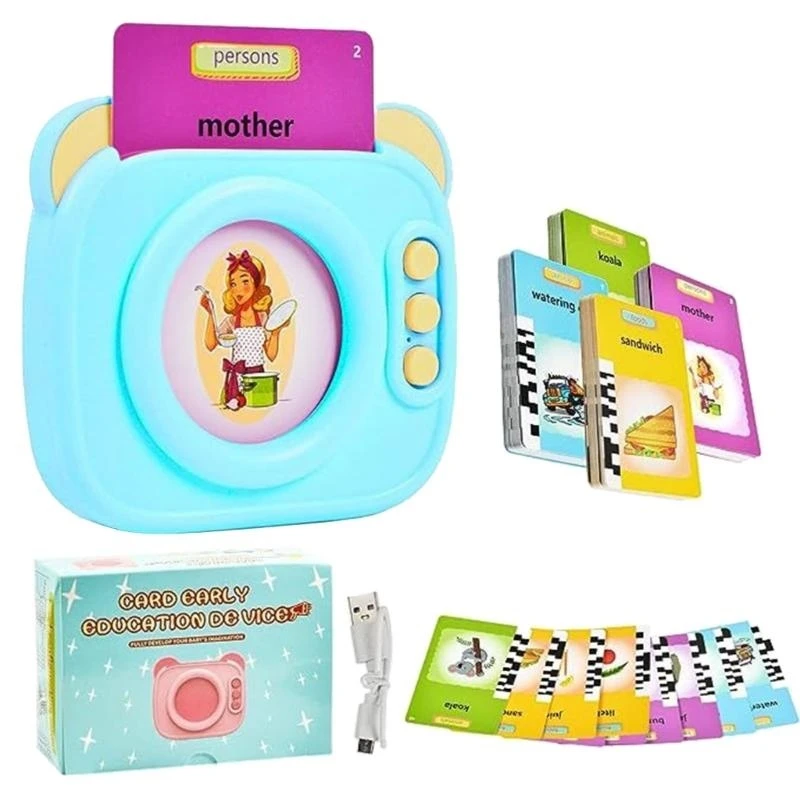 Peuters leesmachine met educatieve flash -kaarten, tool voor het leren taalleren