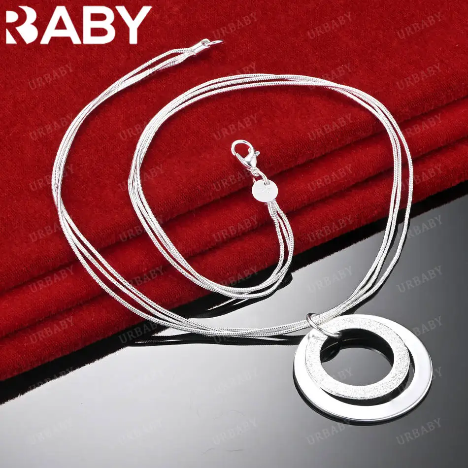 

URBABY 925 Sterling Silver 45cm Round Necklace For Women Anniversary Gift Popular Wild Fashion Romantic Jewelry