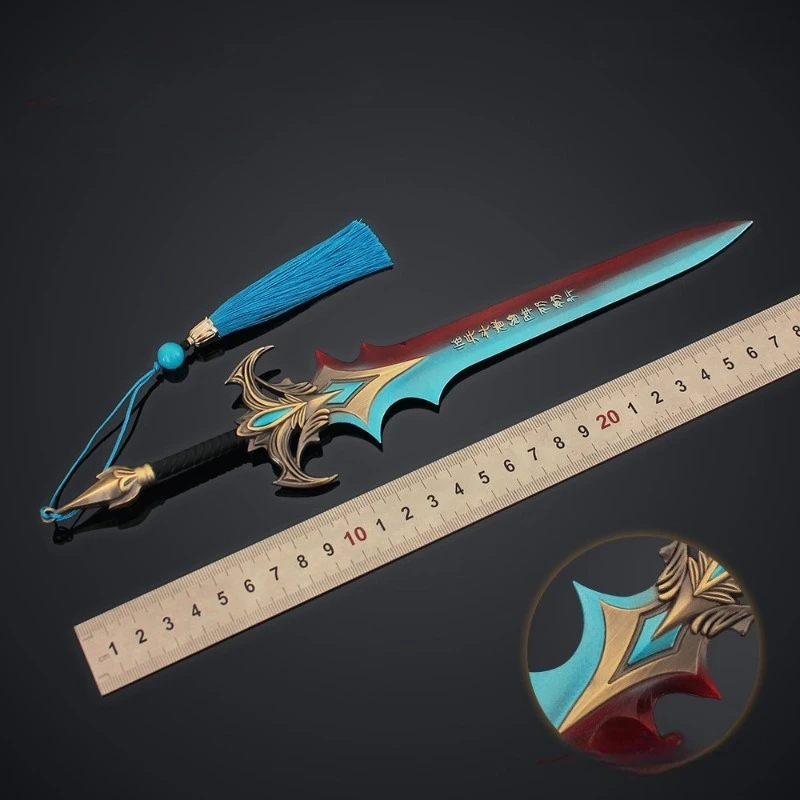 30 cm/11,81 pollici Creazione dei 12 Spada divina Collezione di armi antiche Spada Qingyun Ornamento in lega Display da tavolo Regali per ragazzi
