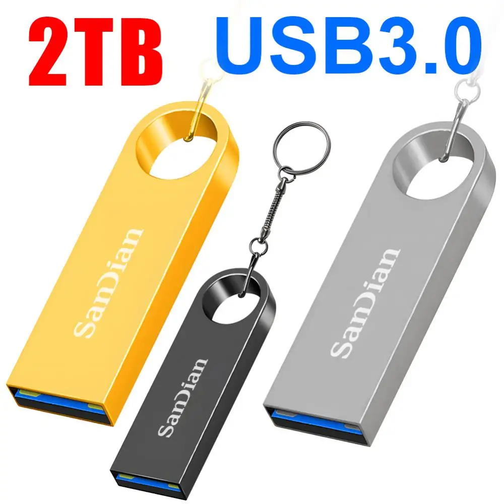 Flash Drive USB 3.0 Mini, Flash Drive logam kecepatan tinggi, memori Disk 2TB 1tb 512GB 256GB tahan air