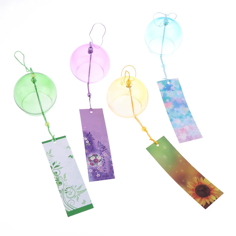 Sakura Wind Chimes Japanese Handmade Glass Wind Bell Hanging Craft Furin Cherry Blossom Pendant Decoration room Decor